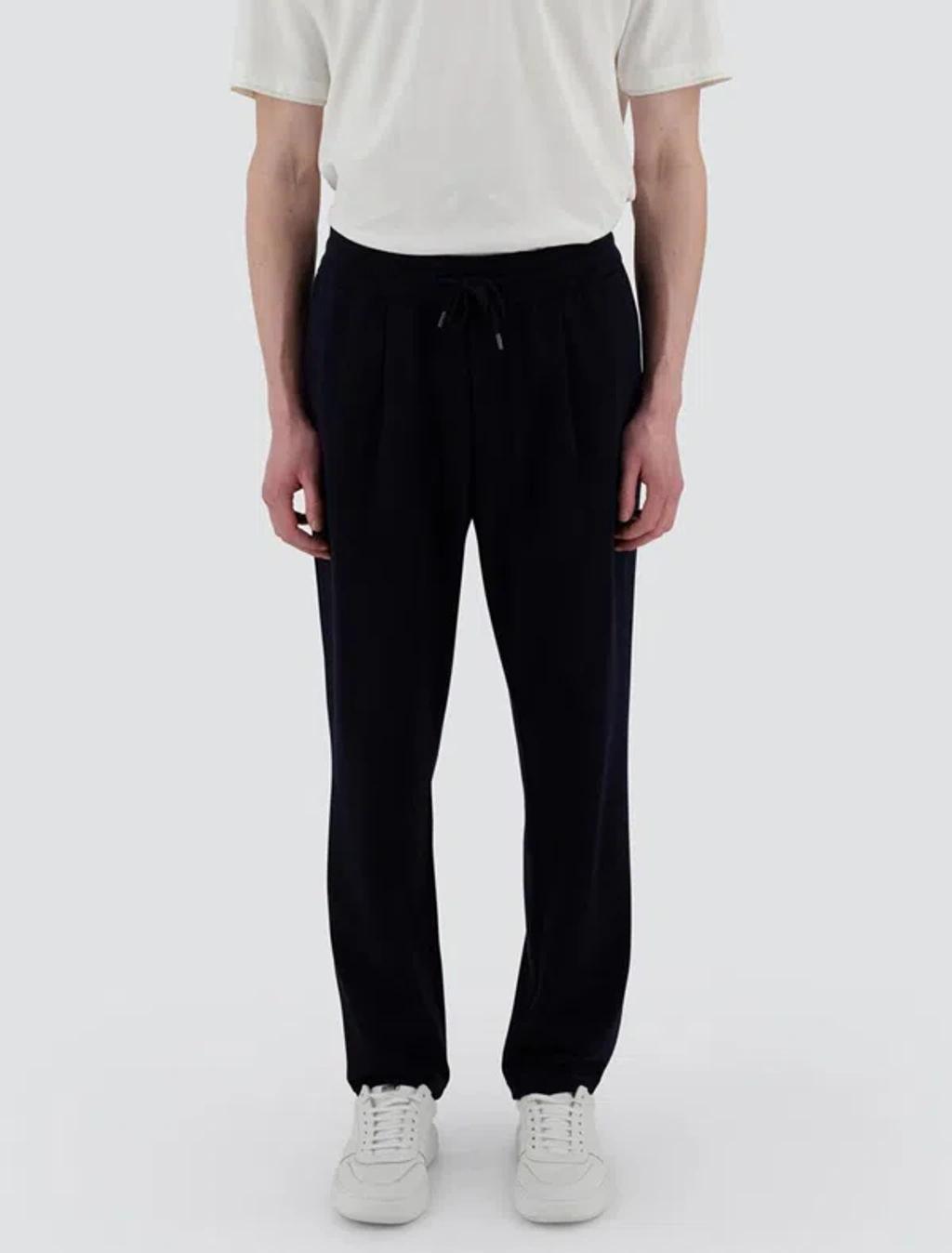 HERNO Resort Trousers In Coupled Wool Pique In Blue Product Image