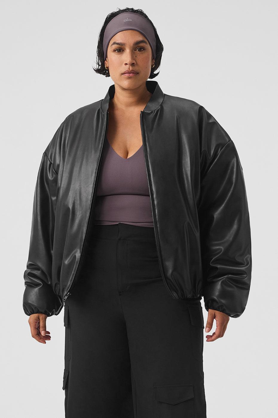 Faux Leather Premier Bomber - Black Female Product Image