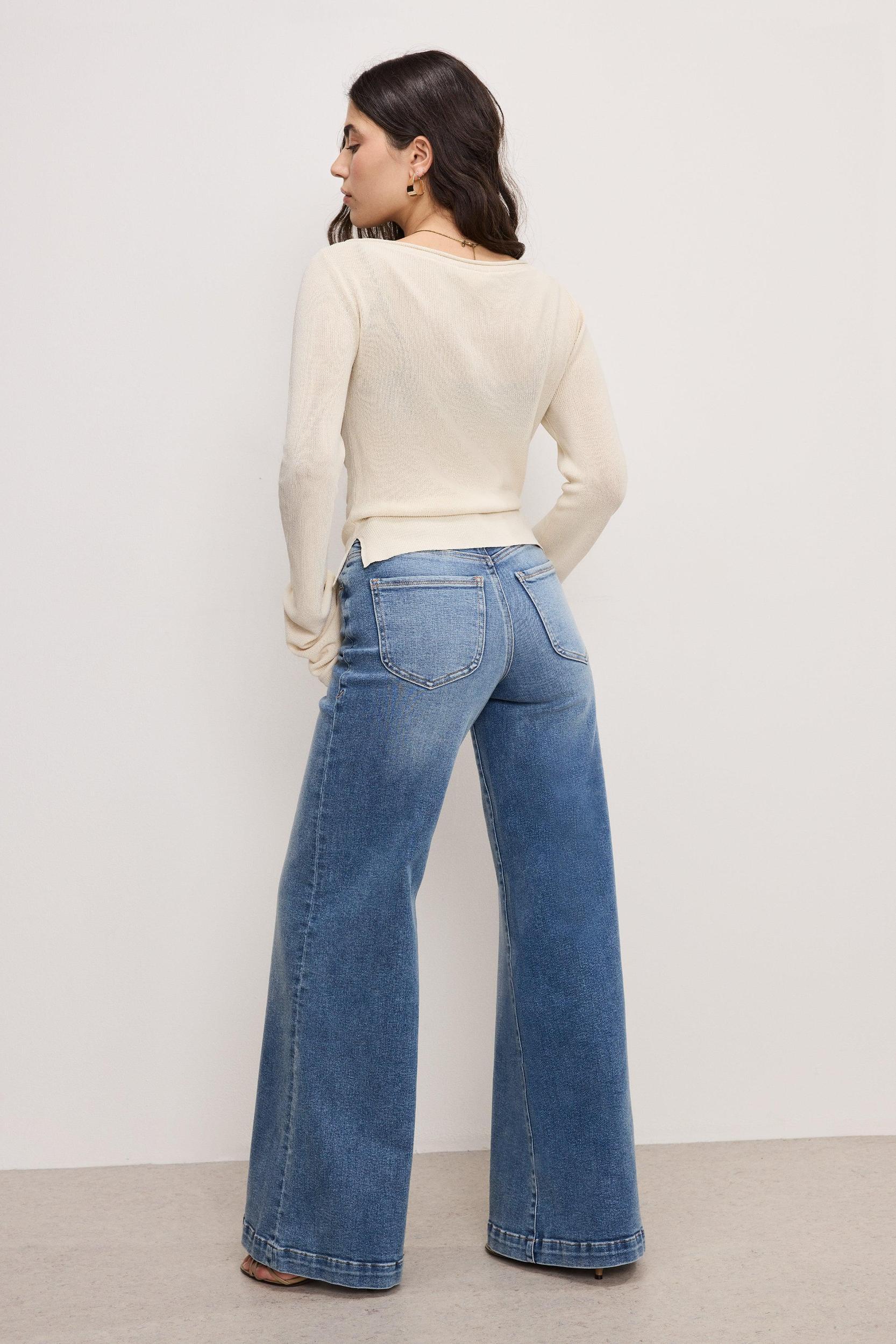 GOOD PETITE PALAZZO COMPRESSION JEANS | INDIGO837 Product Image