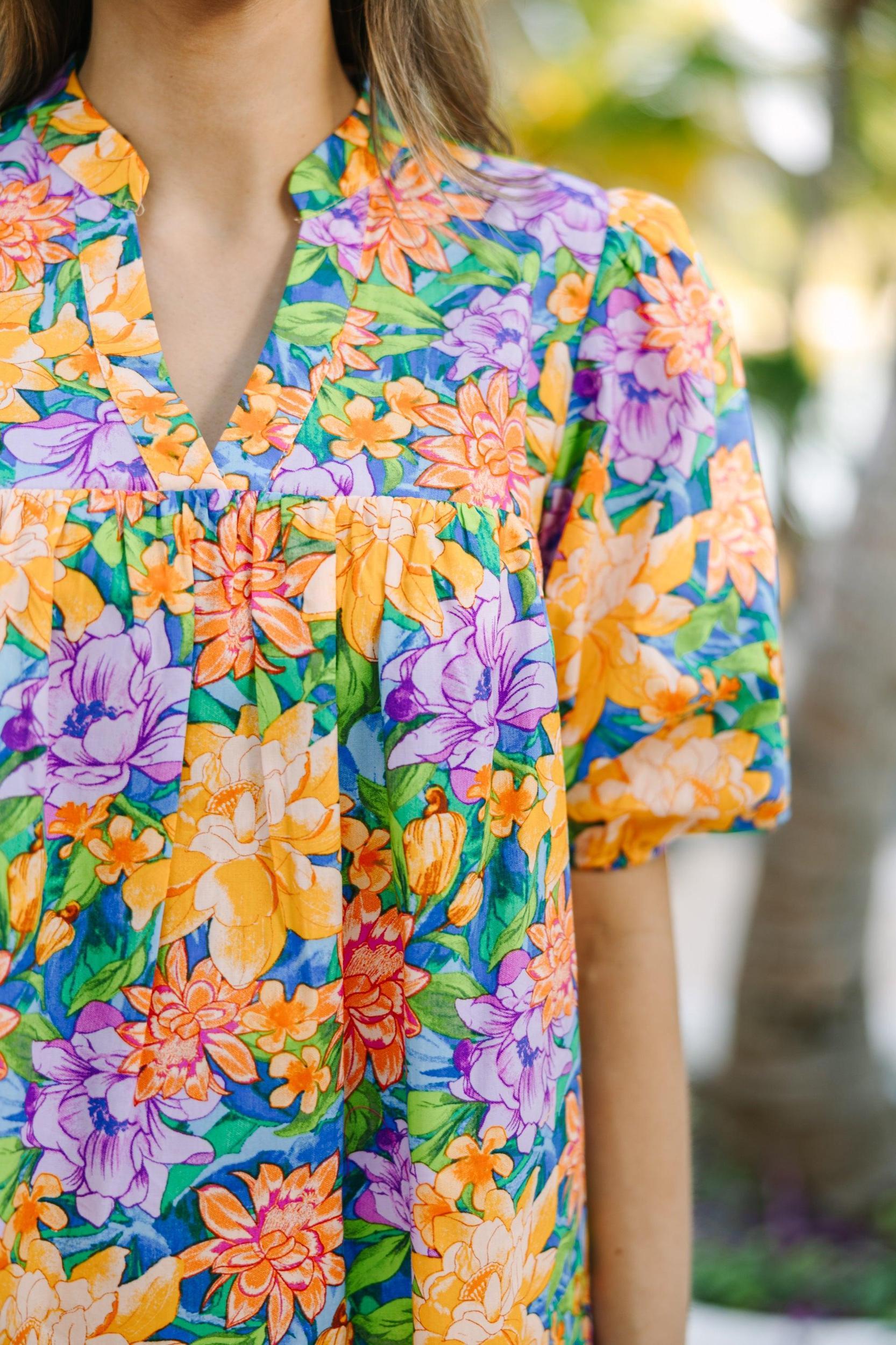 Moving Forward Blue Floral Blouse Female Product Image