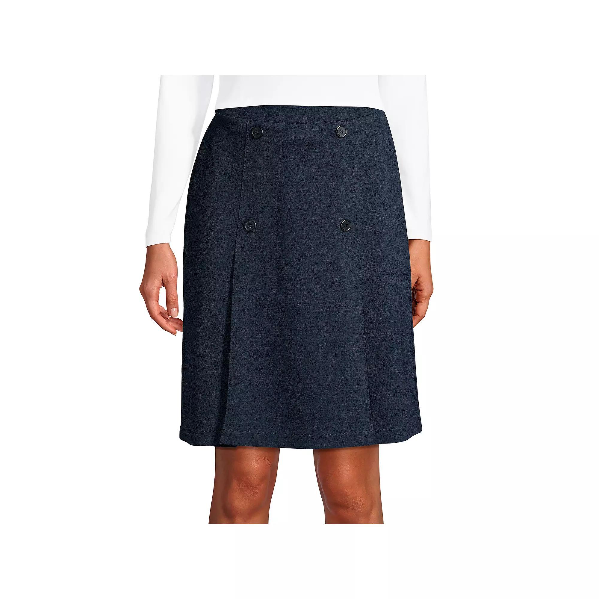 Women's Lands' End School Uniform Ponte Button Front Skort, Size: 12, Classic Blue Product Image