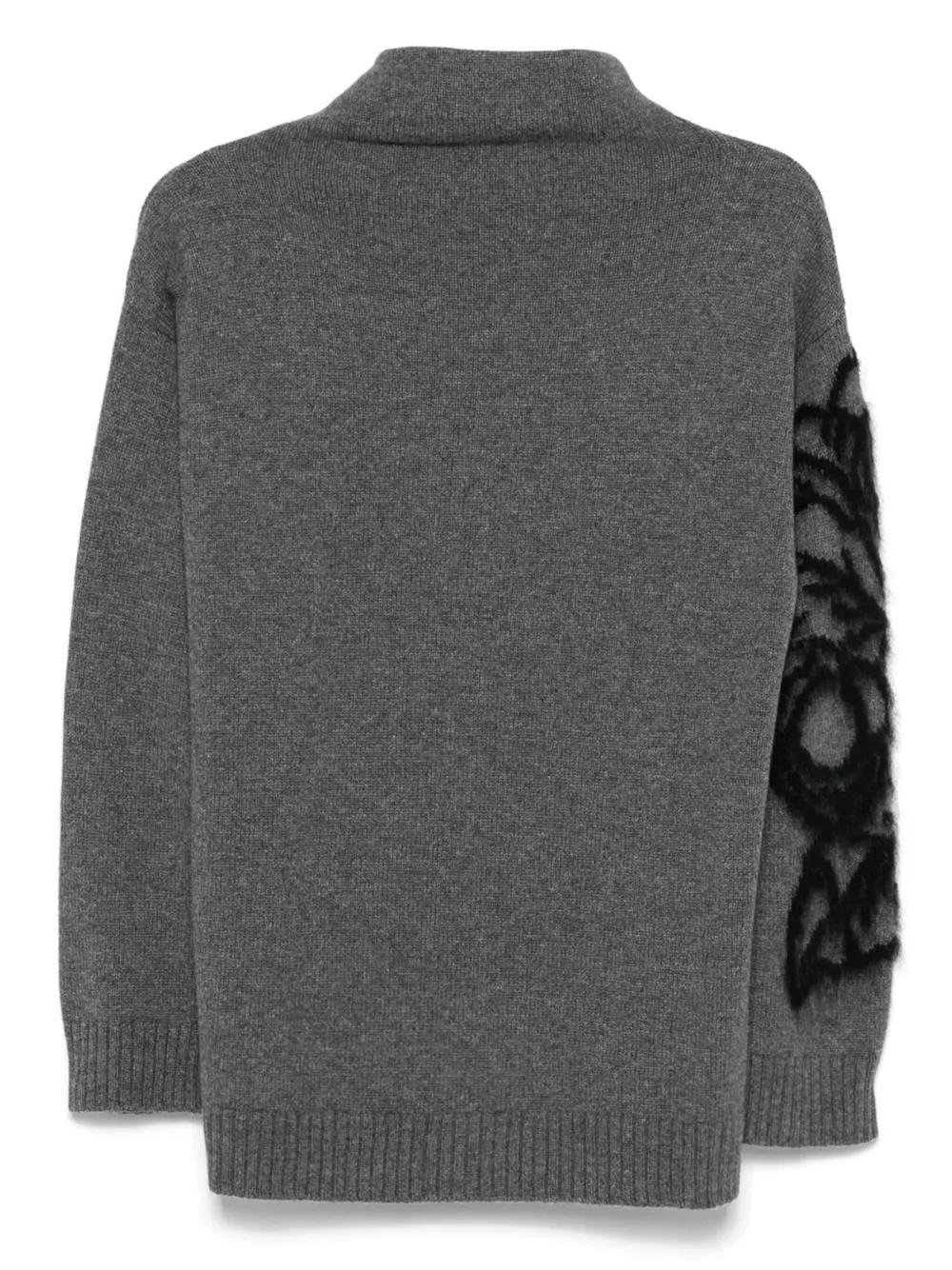 ALBERTA FERRETTI Floral-intarsia Sweater In Grey Product Image