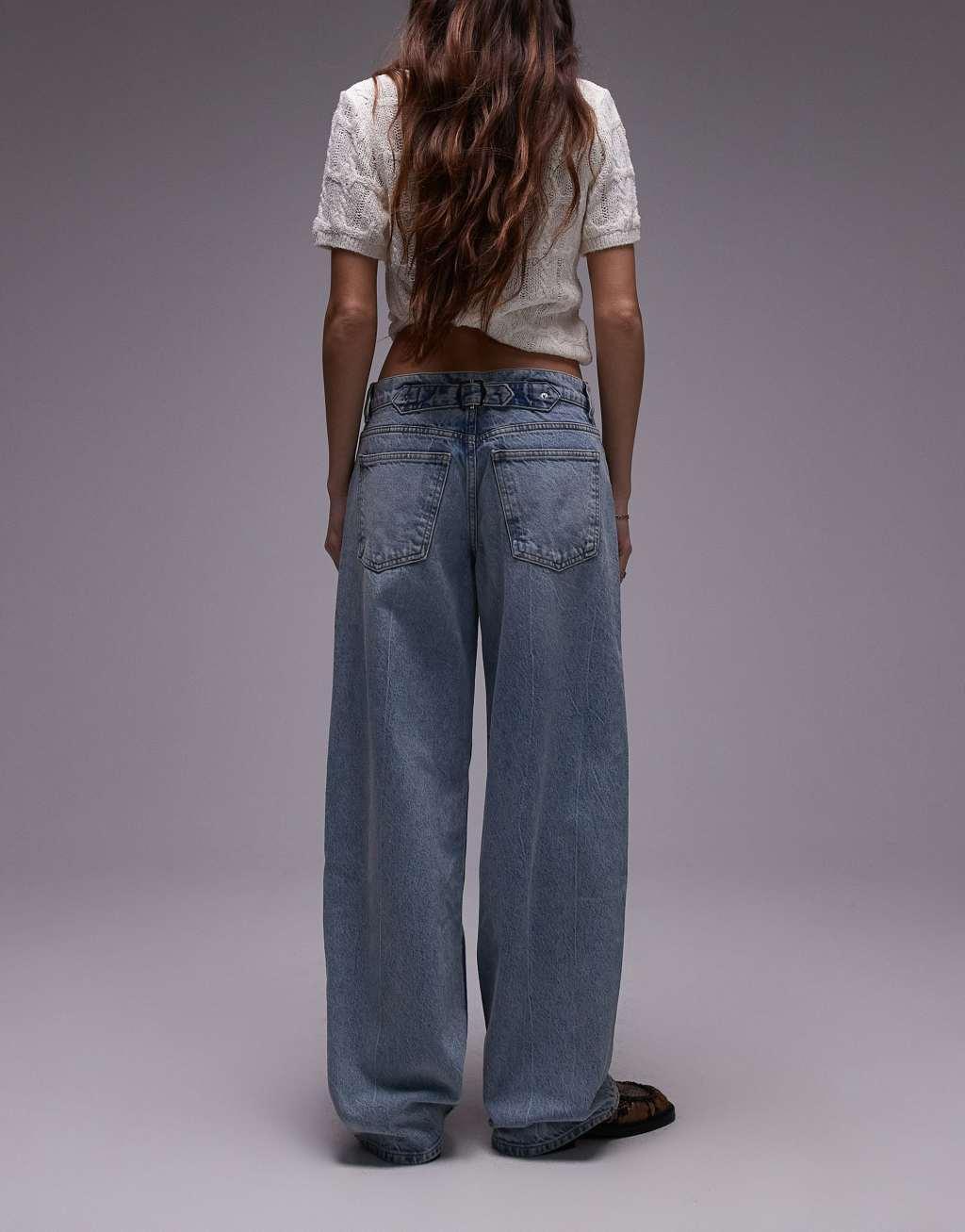 Topshop low rise Cinch jeans in bleach  Product Image