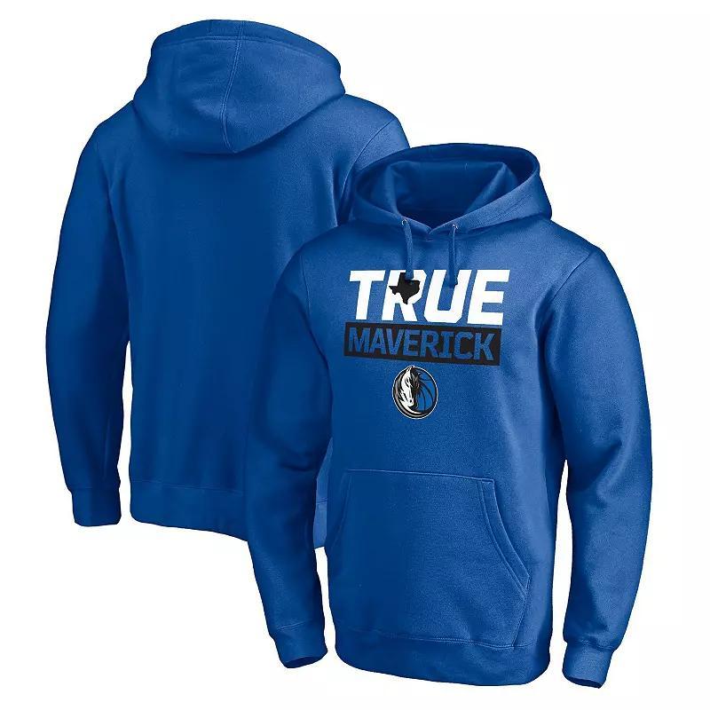 Men's Fanatics Branded Blue Dallas Mavericks Post Up Hometown Collection Fitted Pullover Hoodie, Size: Small Product Image