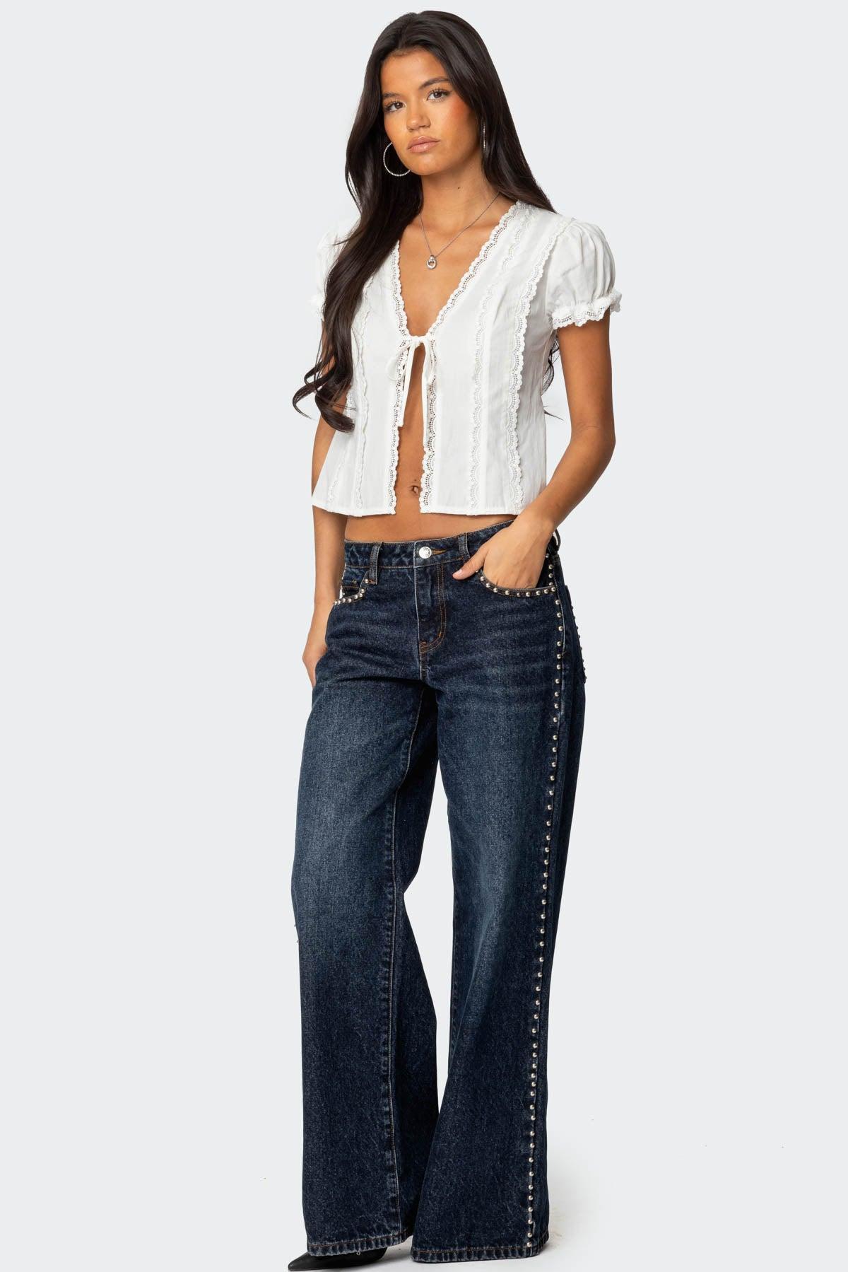 Stassie Studded Low Rise Jeans Product Image