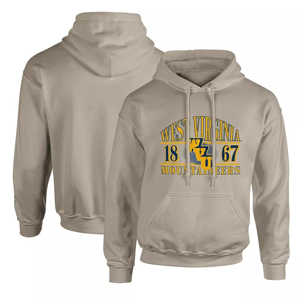Men's  Tan West Virginia Mountaineers Upper Arch Letters Pullover Hoodie, Size: XL, Team Product Image