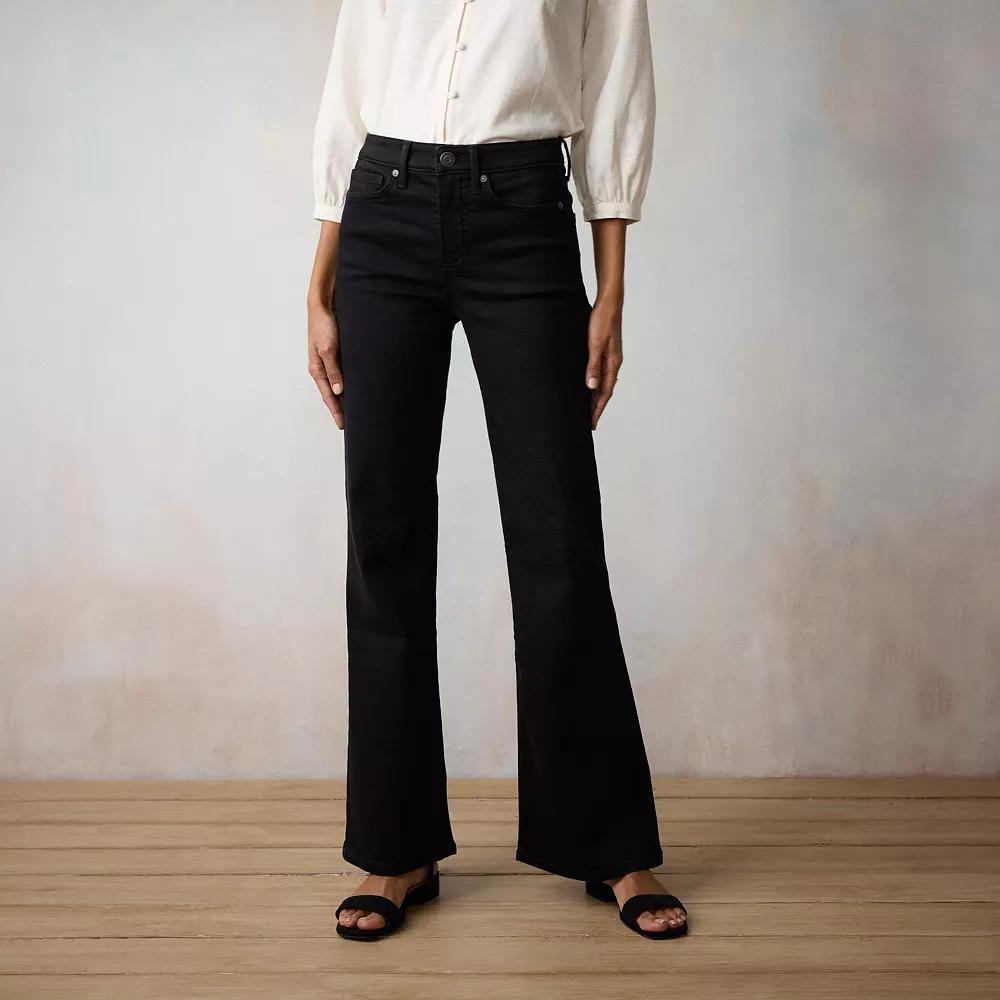 Women's LC Lauren Conrad Super High Waisted Flare Jeans, Size: 10, Black Product Image