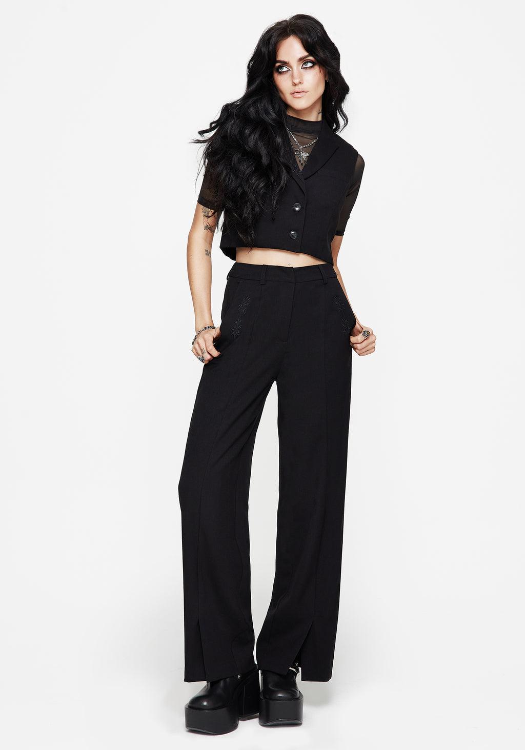 Thora Embroidered Front Split Tailored Trouser Product Image