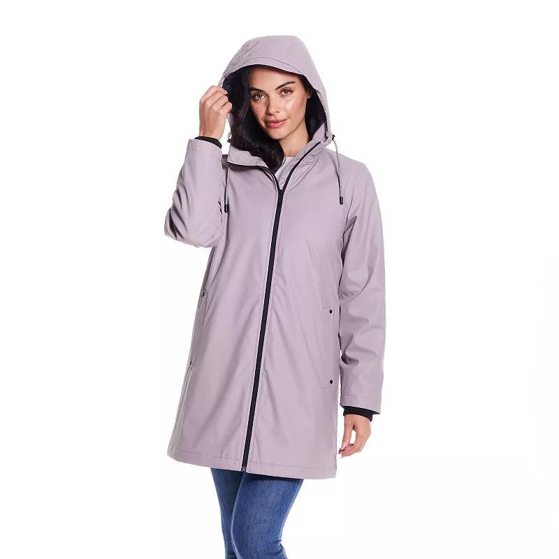 Women's Weathercast Water-Resistant Hooded Rain Jacket, Size: Large, Hunter Green Product Image
