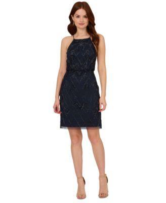 Adrianna Papell Womens Embellished Blouson Party Dress Product Image