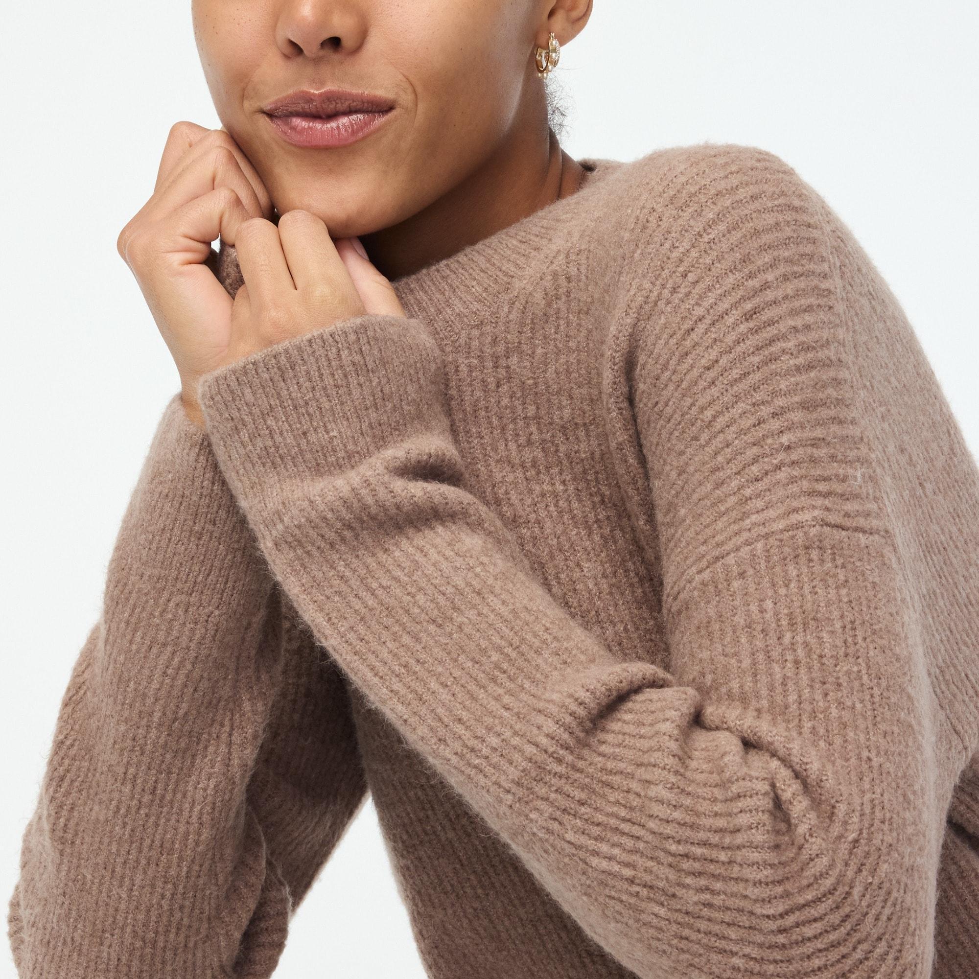 Ribbed boyfriend crewneck sweater in extra-soft yarn Product Image