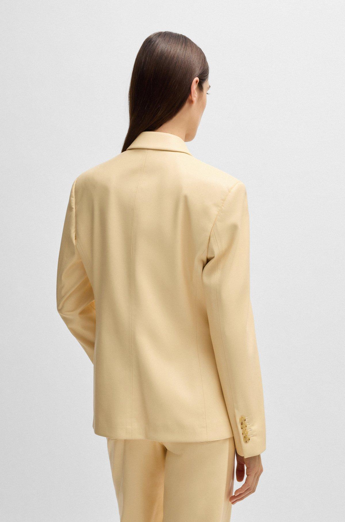 BOSS - Regular-fit double-breasted blazer in faux leather - Light Beige Product Image