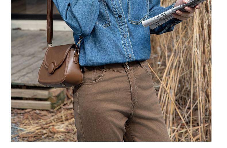 Long-Sleeve Washed Button-Up Denim Shirt Product Image