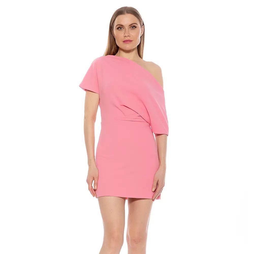 Women's ALEXIA ADMOR Draped Shoulder Mini A-Line Dress, Size: Small, Yellow Team Product Image