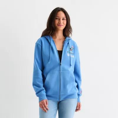Stitch Cosplay Full Zip Womens Long Sleeve Embroidered Lilo & Stitch Fleece Zipper Juniors Hoodie Product Image