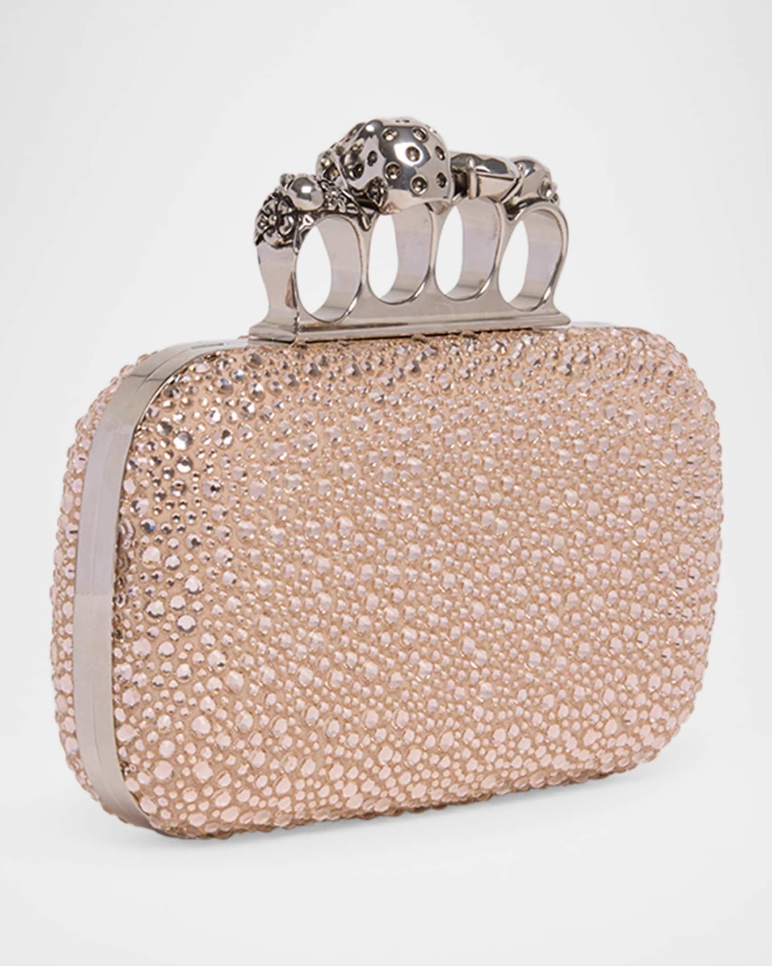 Skull Four Ring Embellished Leather Clutch Bag Product Image