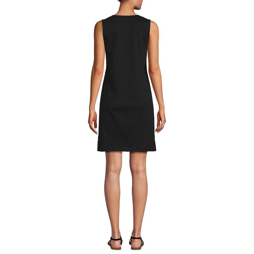 Lands' End Women's Cotton Jersey Notch Neck Dress - Medium - Black Product Image