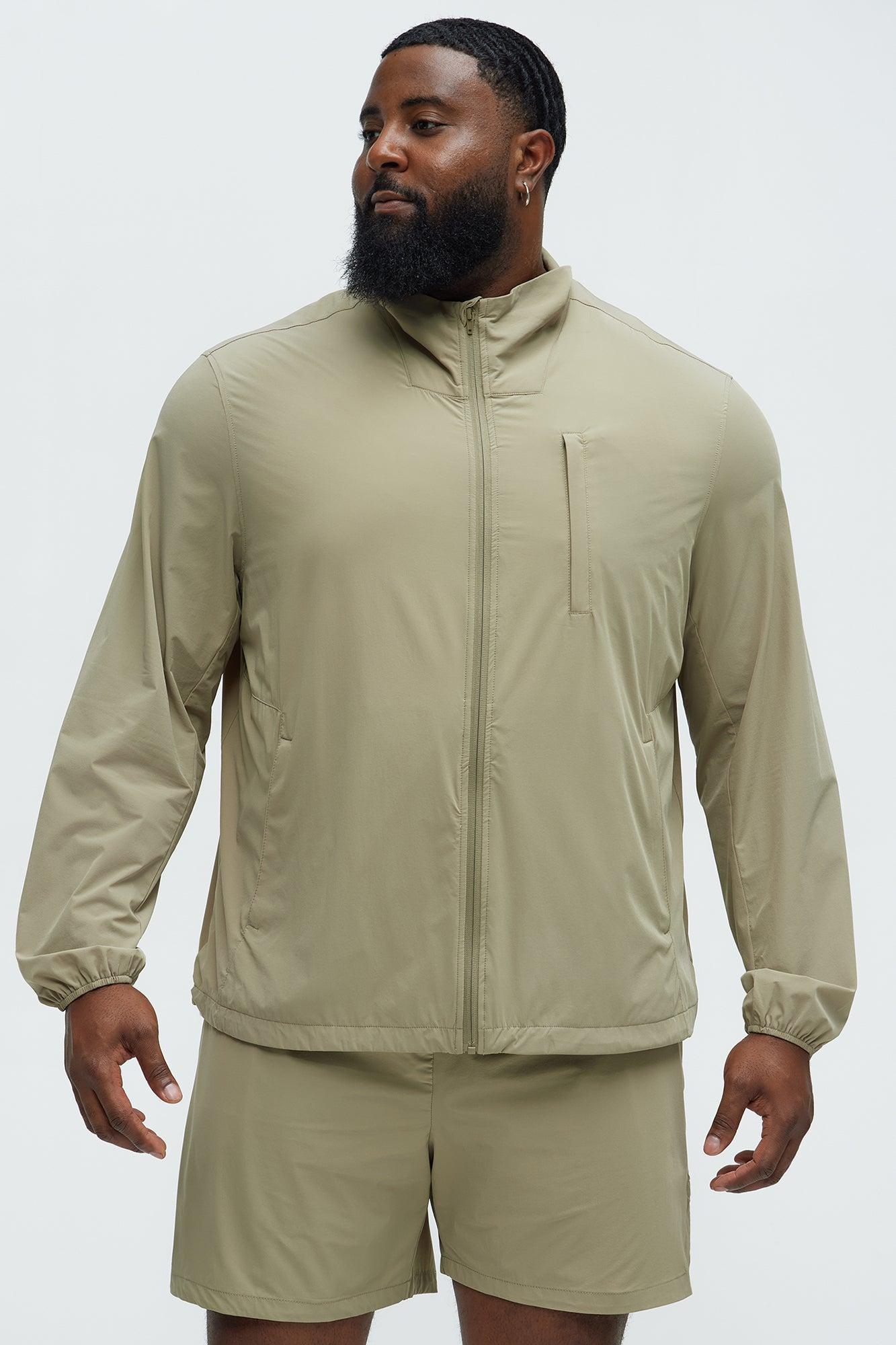Lightweight Stretch Running Windbreaker Jacket - Taupe Product Image
