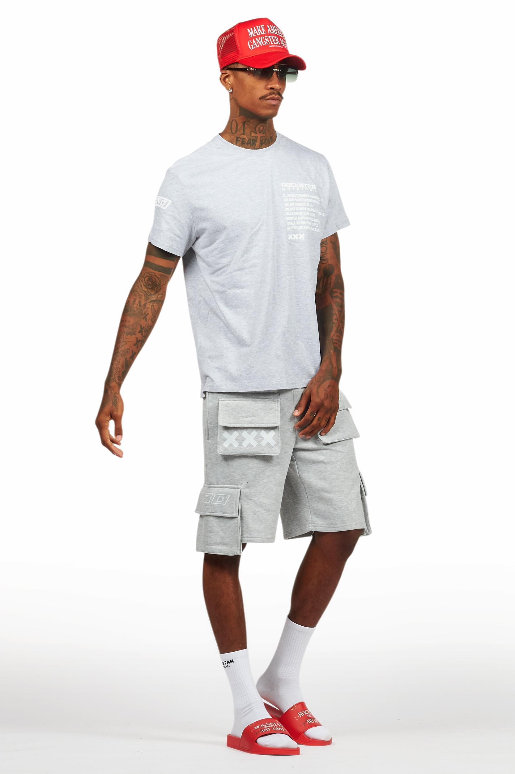 Jash Heather Grey/White Short Set Male Product Image