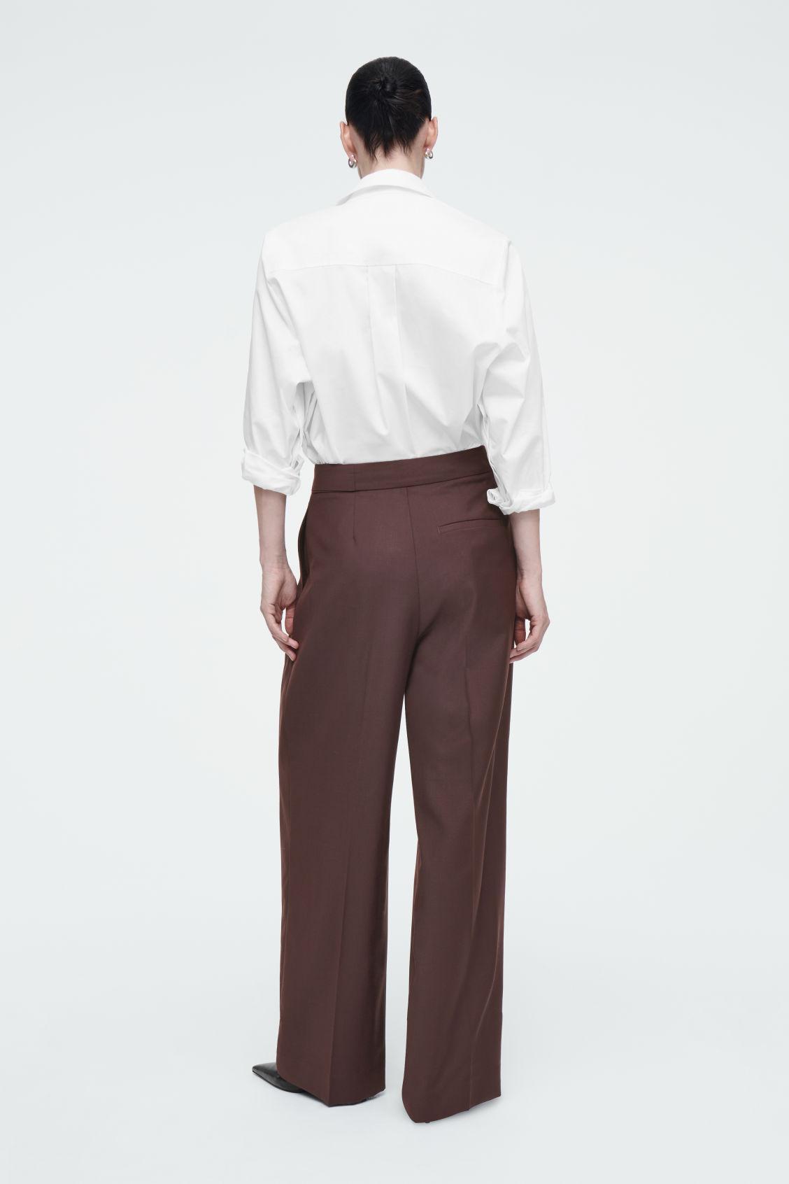 RELAXED BELTED WRAP-FRONT WOOL PANTS Product Image