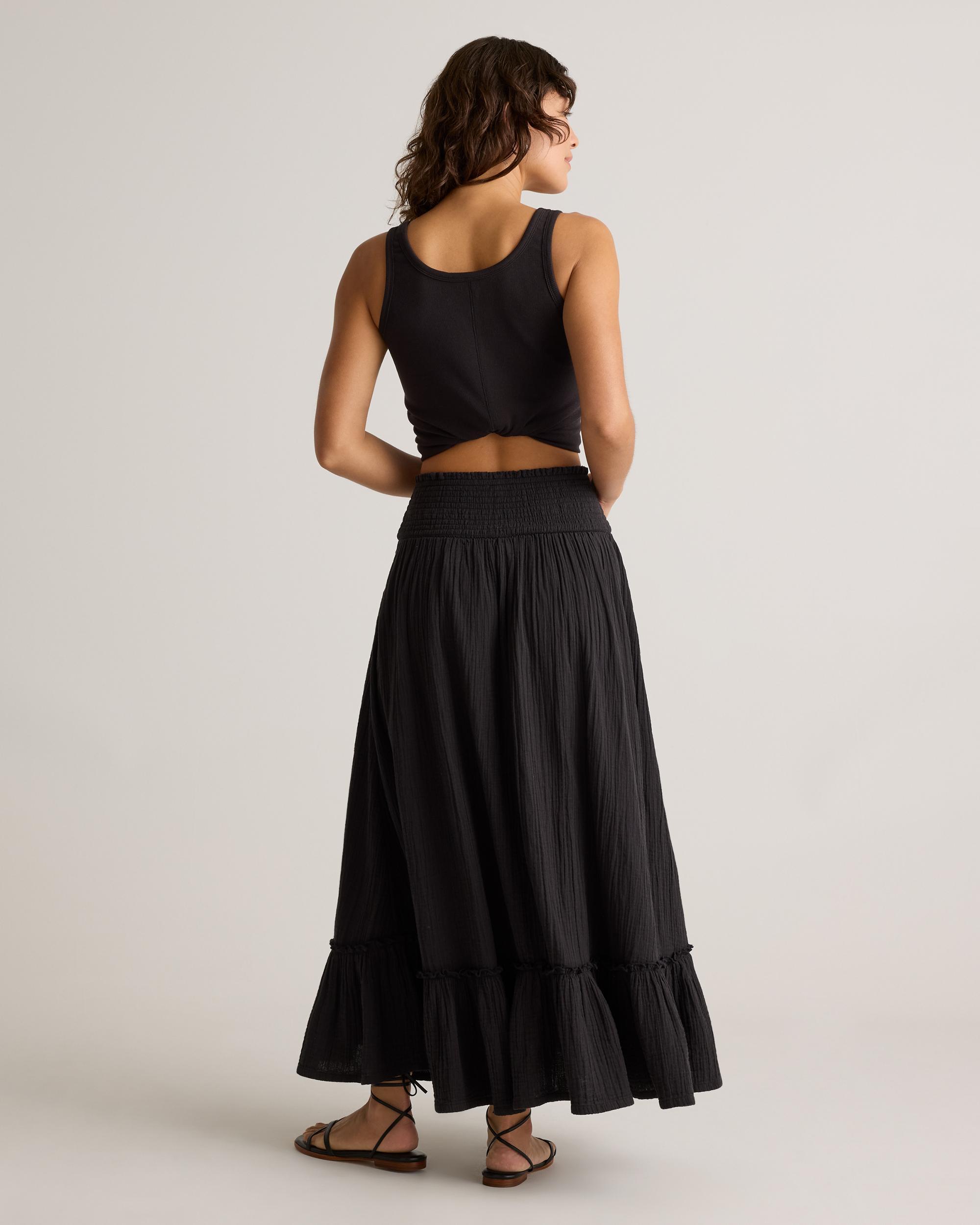 Quince | Women's Gauze Smocked Maxi Skirt Size XS, Organic Cotton Product Image