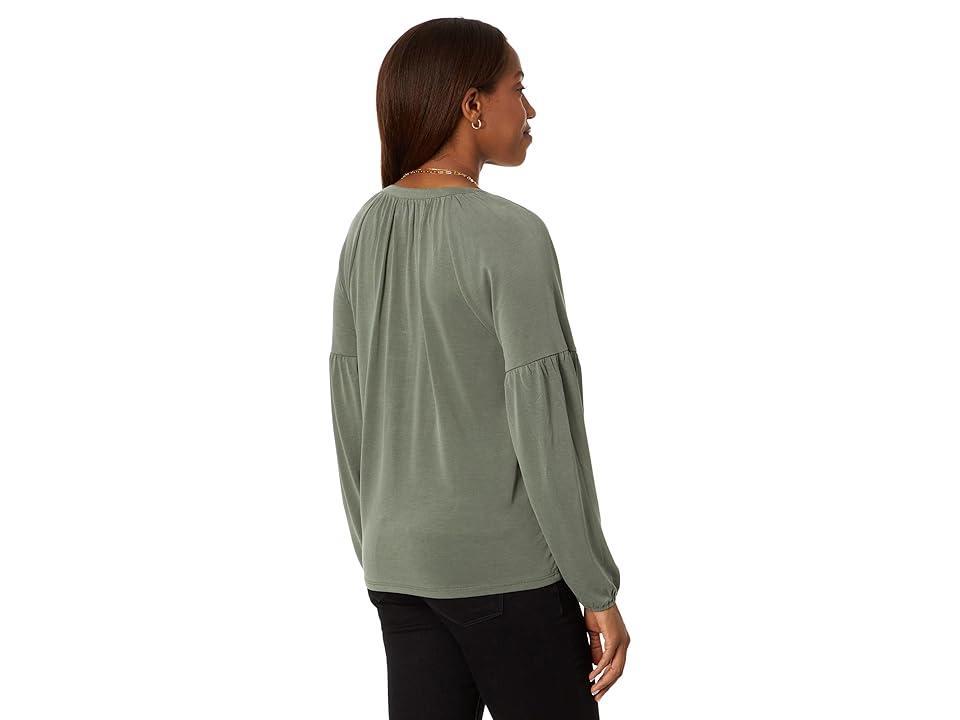 Lucky Brand Long Sleeve Notched Neck Sandwash Top (Dusty ) Women's Clothing Product Image