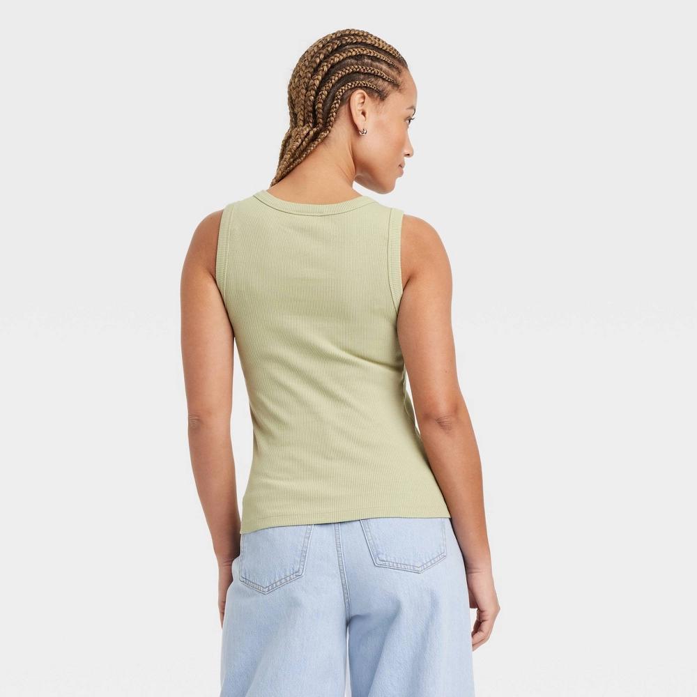 Women's Henley Tank Top - Universal Thread™ Light Olive Green XL Product Image