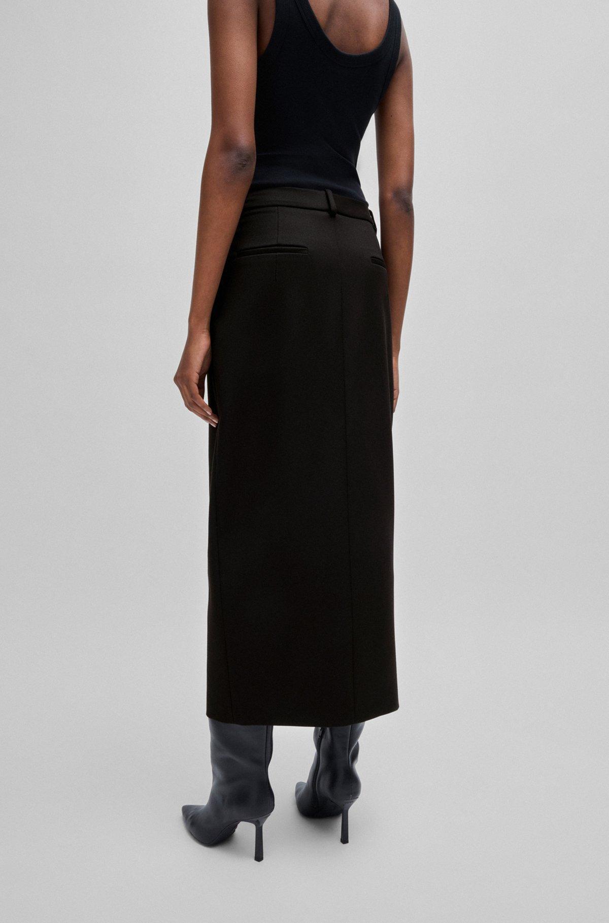 Maxi skirt with high front slit in stretch fabric Product Image