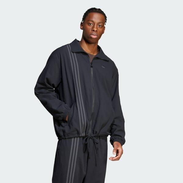 adidas Fashion Seersucker Firebird Track Top Black XS Mens Product Image