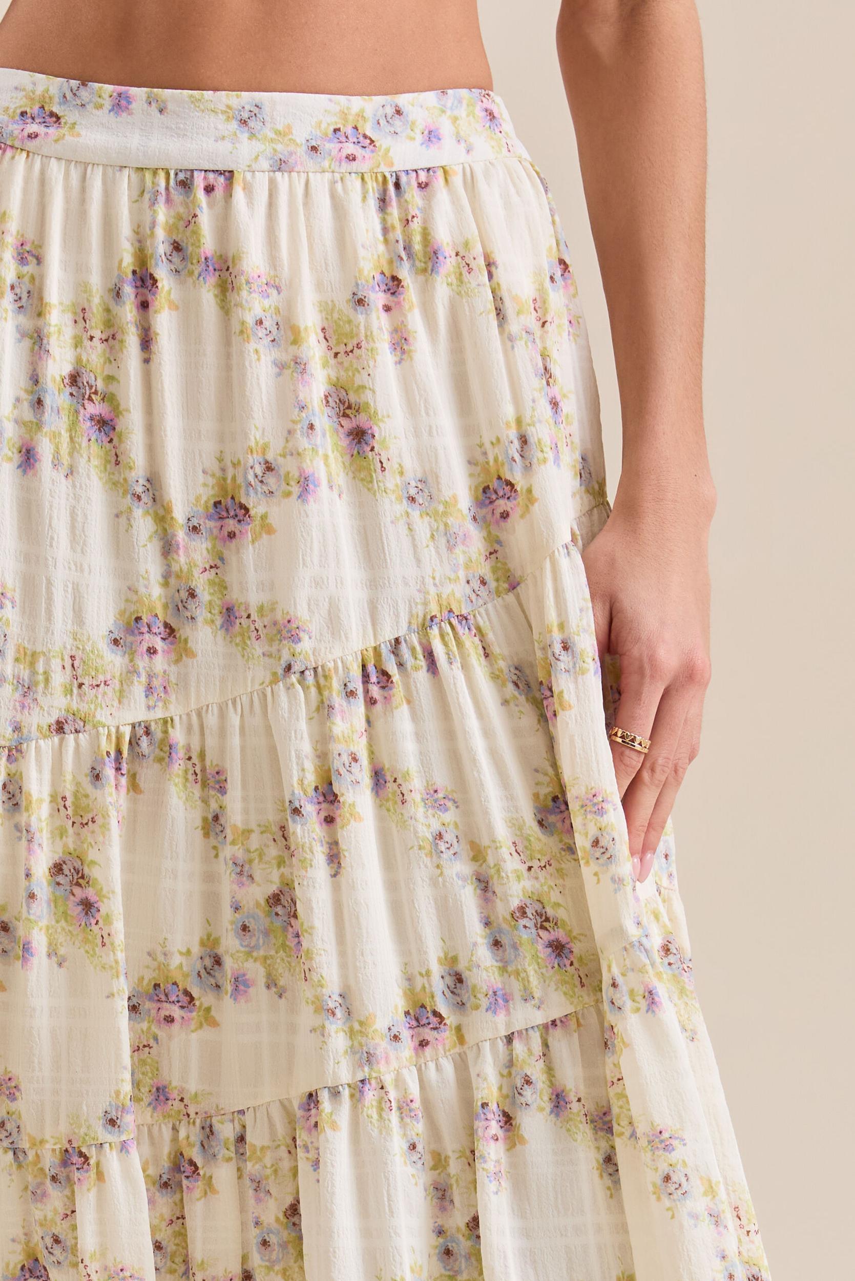 Isla Floral Tiered Midi Skirt Product Image