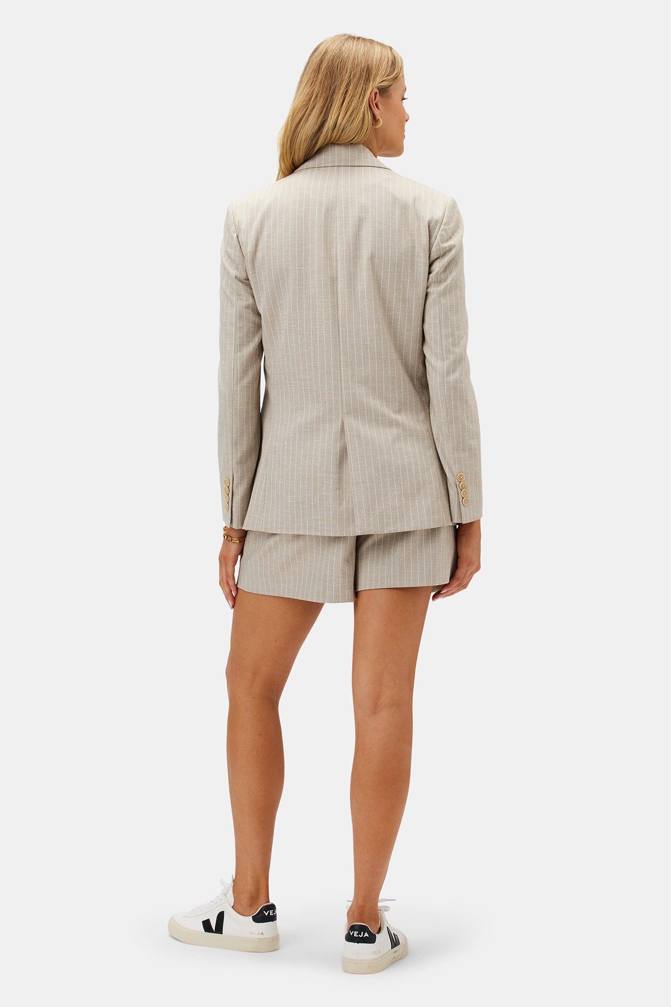 Slim Tobie Blazer - San Diego Stripe Natural Product Image