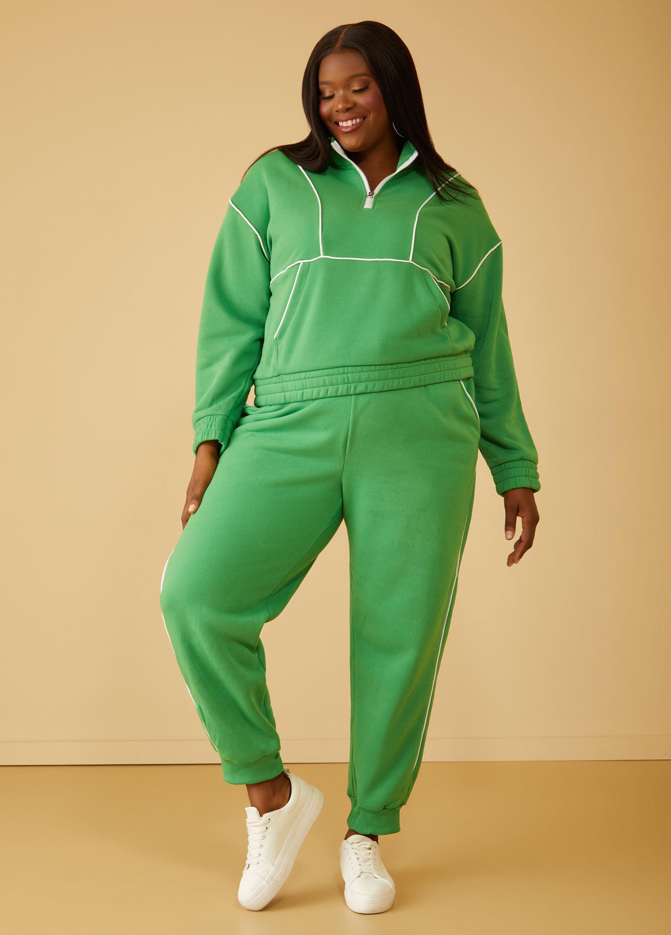 Plus Size Piped Fleece Pullover Ashley Stewart Product Image