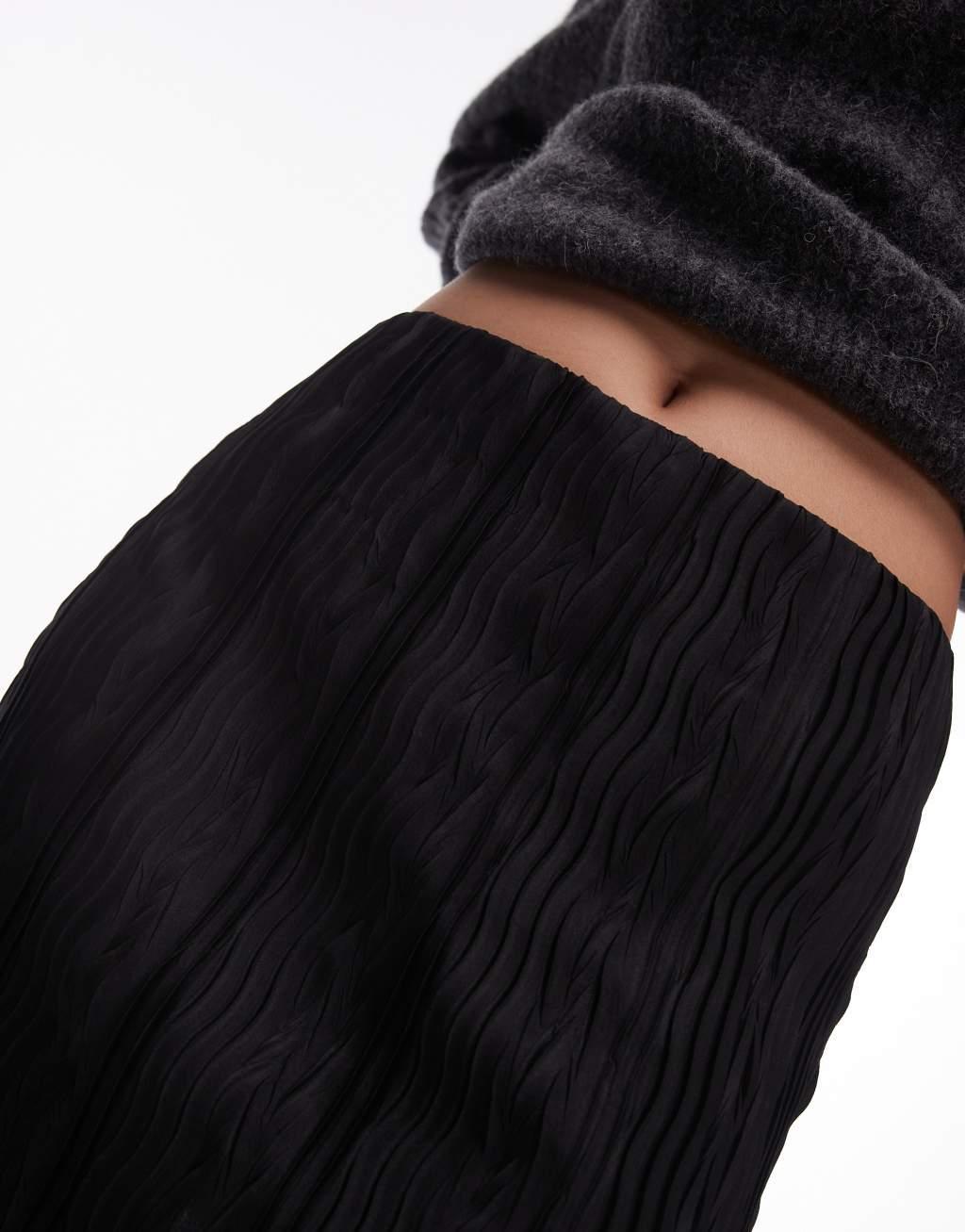 Topshop plisse mini skirt in black Product Image