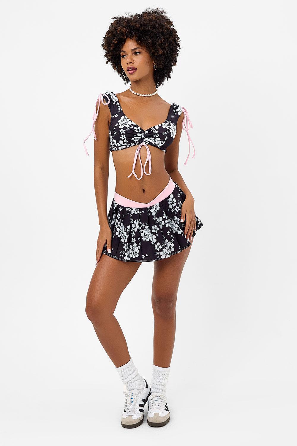 Windy Floral Tennis Skirt - Plush Plumeria Product Image