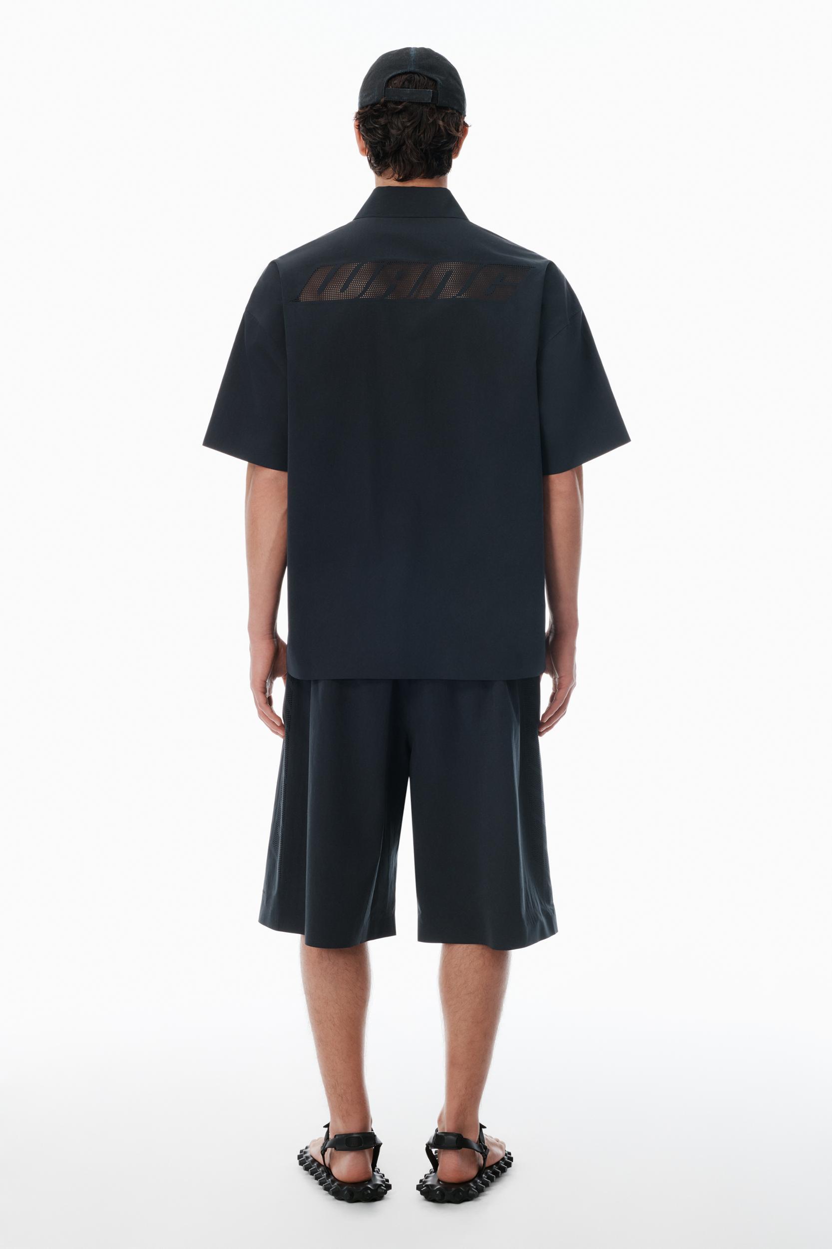 Black Laser-cut Logo Button Up Shirt Product Image