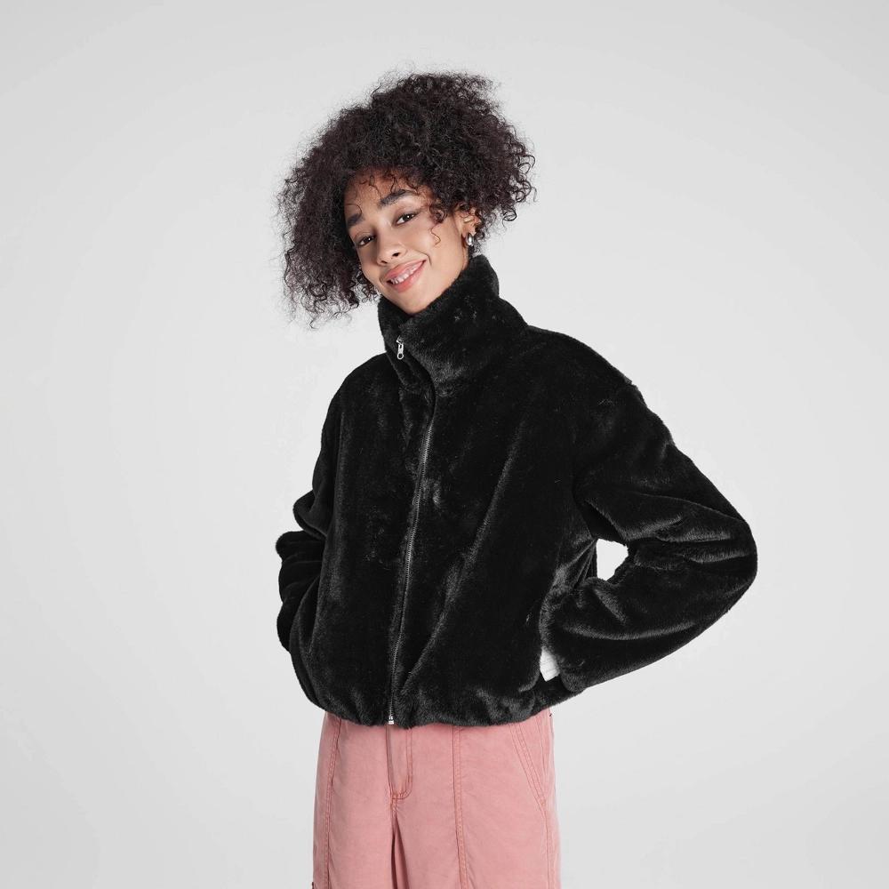 Womens Zip-Front Faux Fur Jacket - Wild Fable L Product Image
