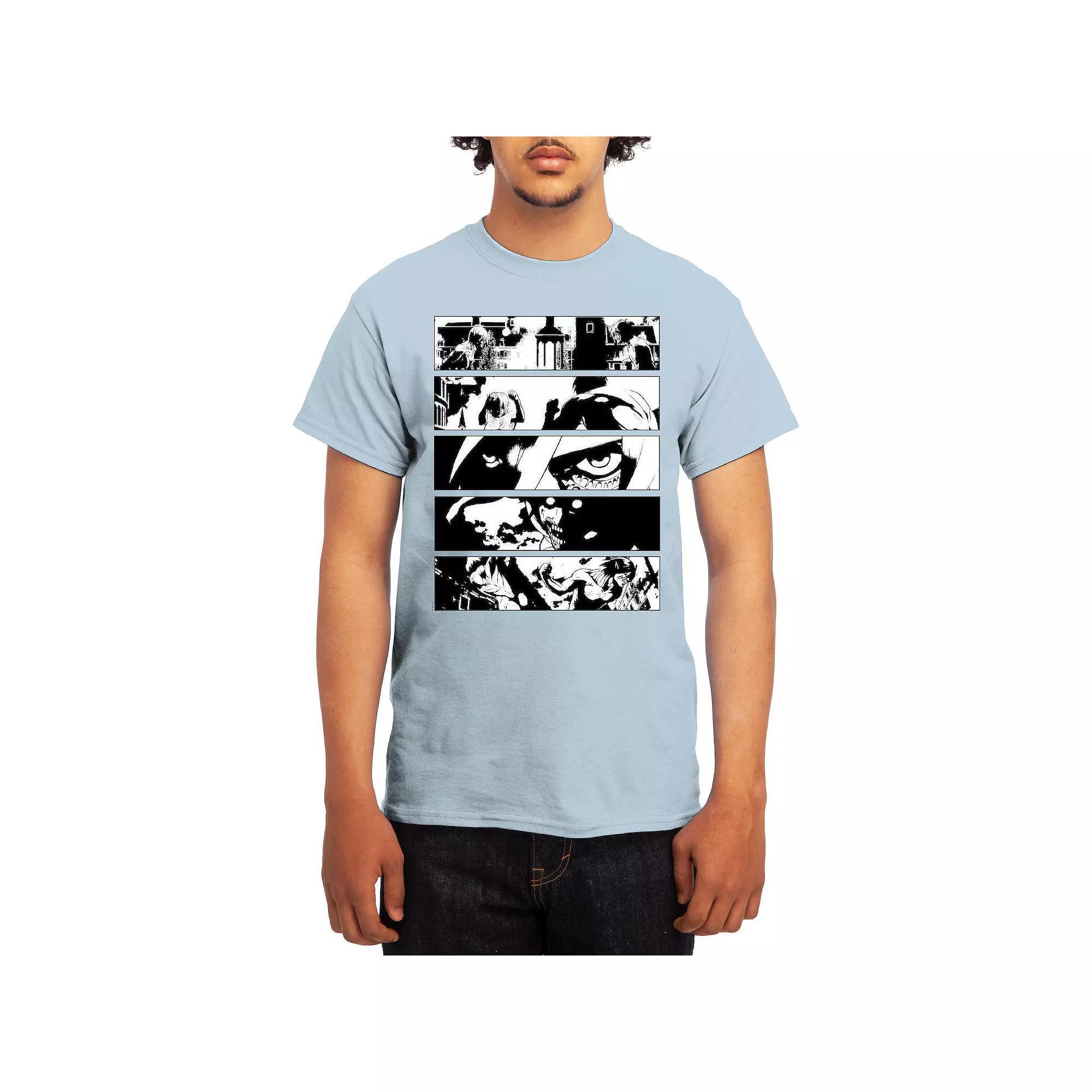 Men's Attack on Titan Black & White Battle Layout Tee, Size: XXL, Grey Red Product Image