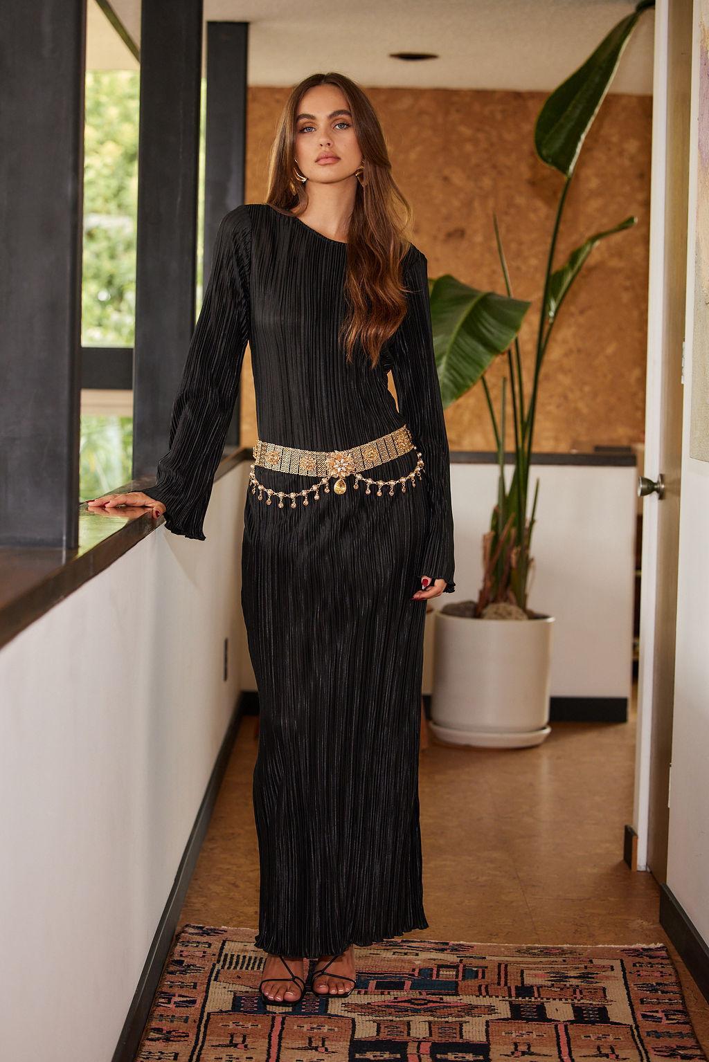 Tate Black Plisse Maxi Dress Product Image