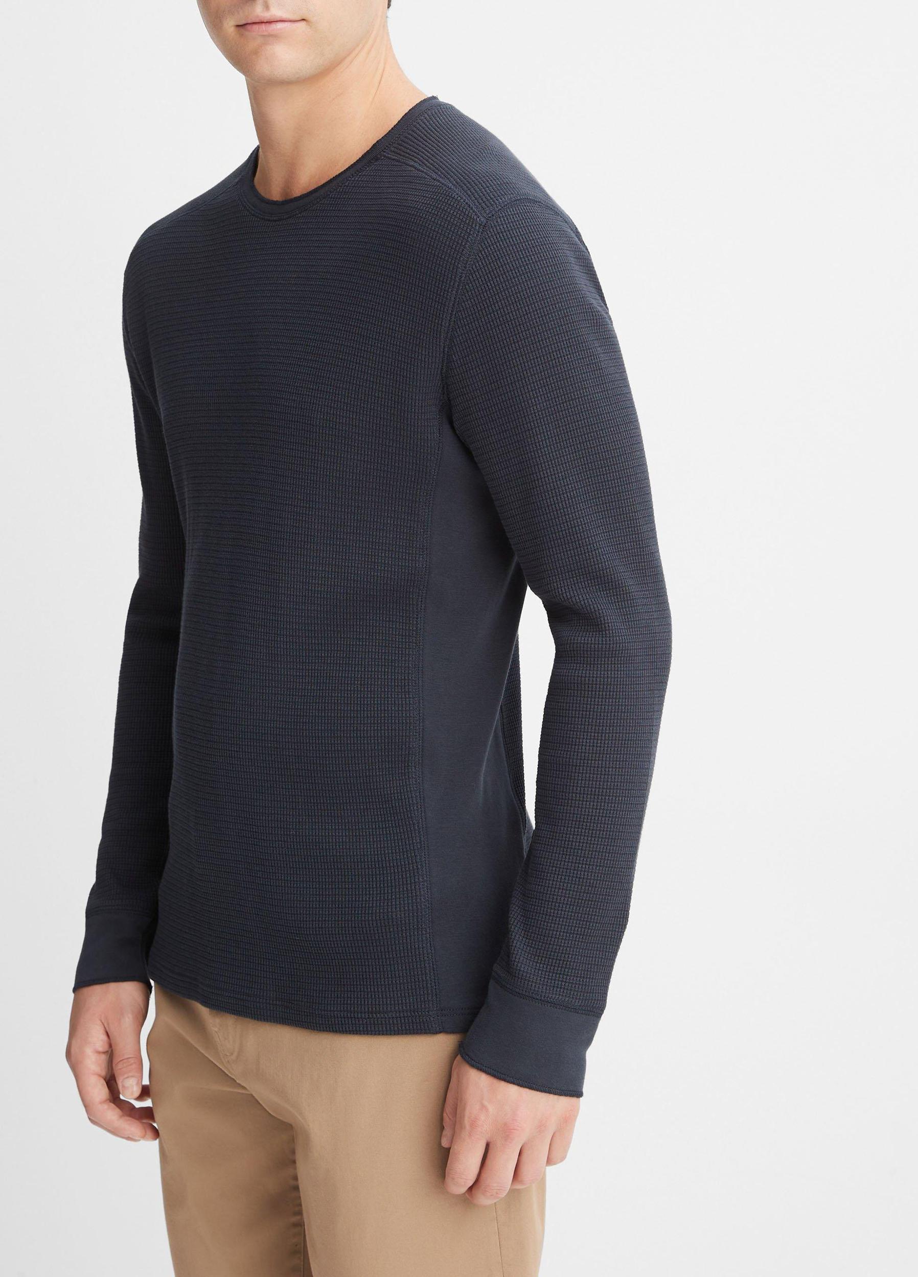 Mens Thermal Long Sleeve Crew Neck Pullover, Black, Size S Vince Product Image