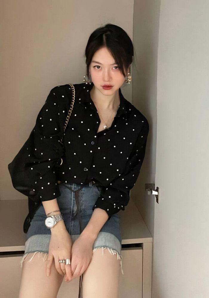Long-Sleeve Dotted Shirt Product Image