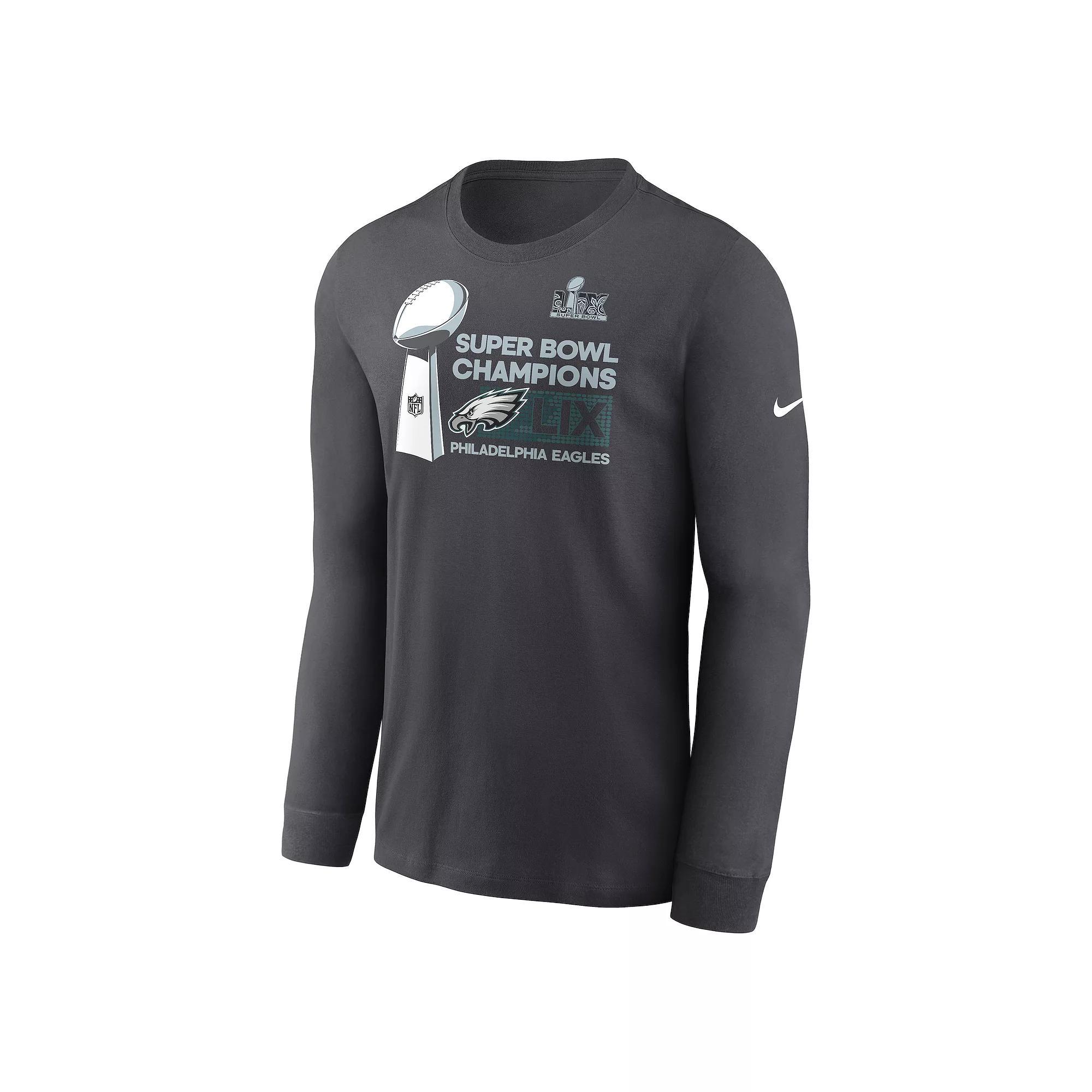 Men's Nike Philadelphia Eagles Super Bowl LIX Champions Locker Room Trophy Collection Long Sleeve Tee, Size: 4XL, Grey Product Image