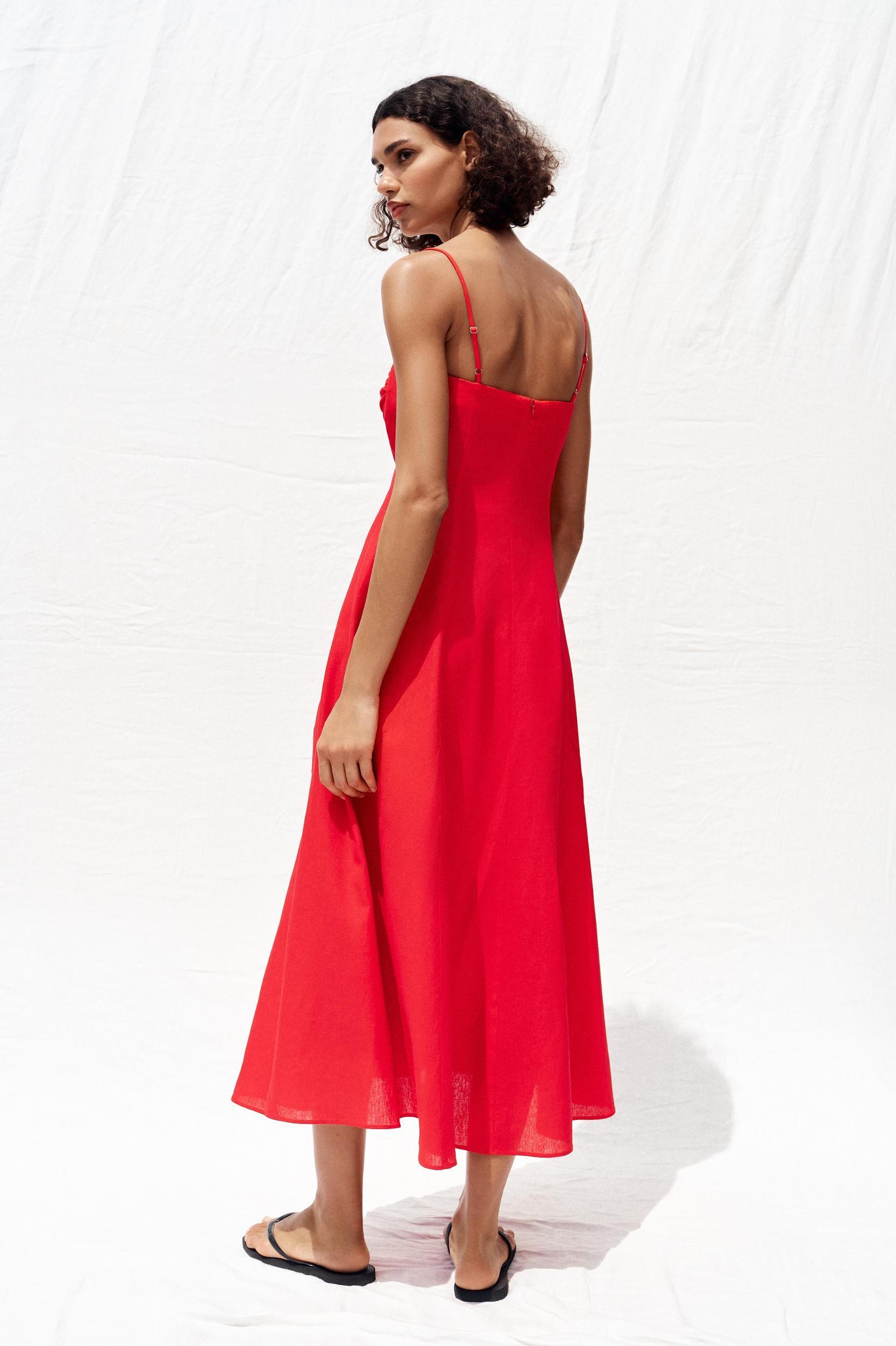LINEN MIDI CORSET DRESS Product Image