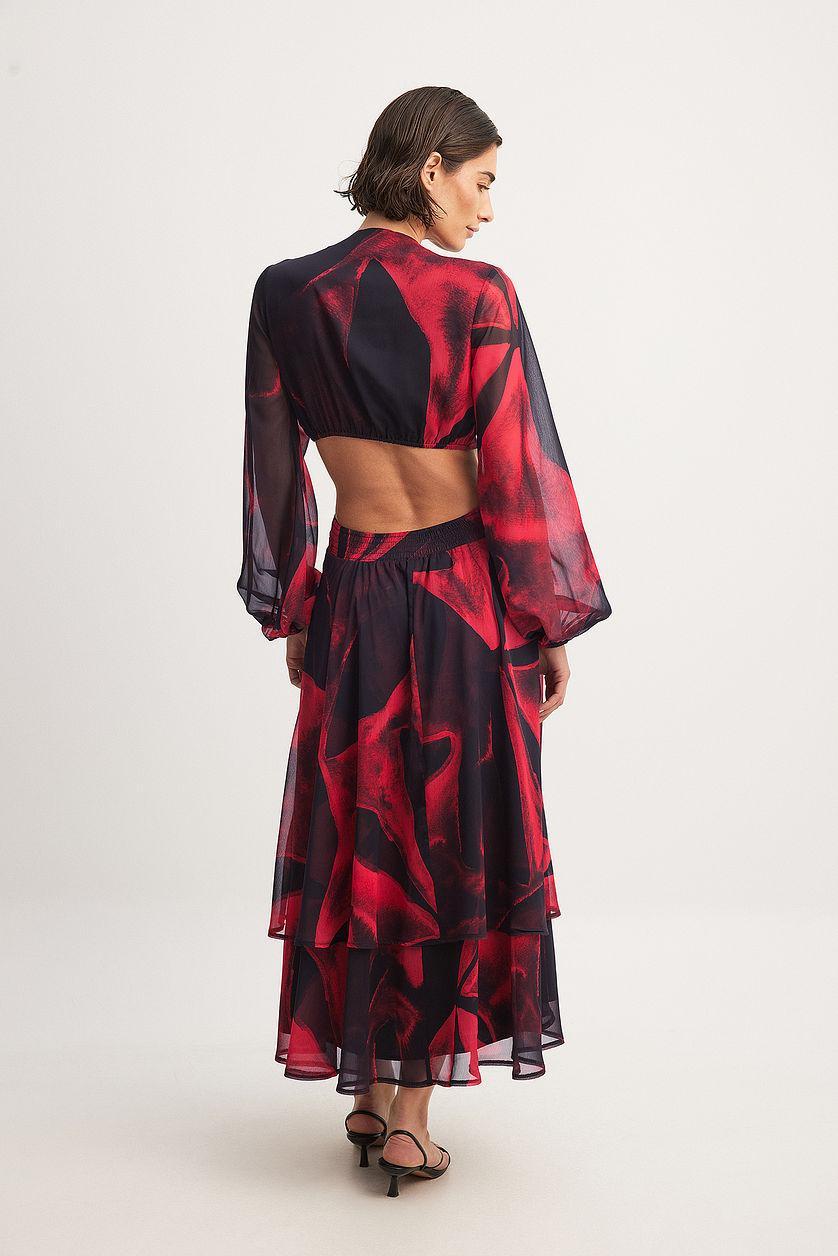 Twist Front Flounce Midi Dress Product Image