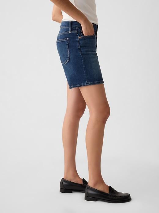 5 Mid Rise Denim Girlfriend Shorts Product Image