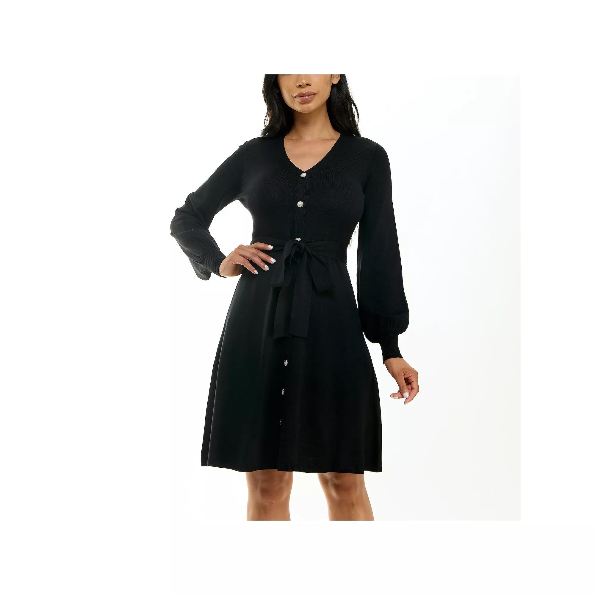 Women's Nina Leonard Balloon Sleeve Midi Sweater Dress, Size: XL, Deep Red Product Image