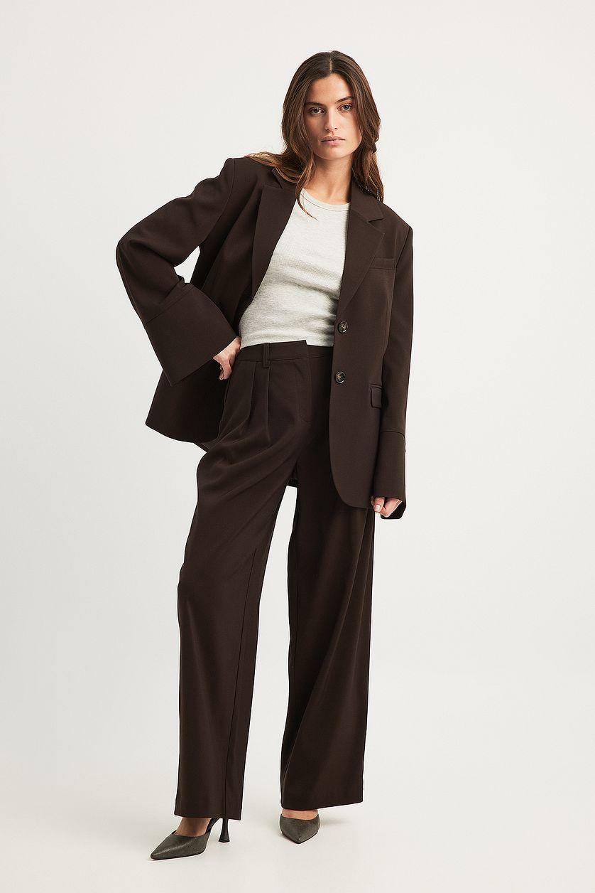 Wide Leg High Waist Suit Pants Product Image