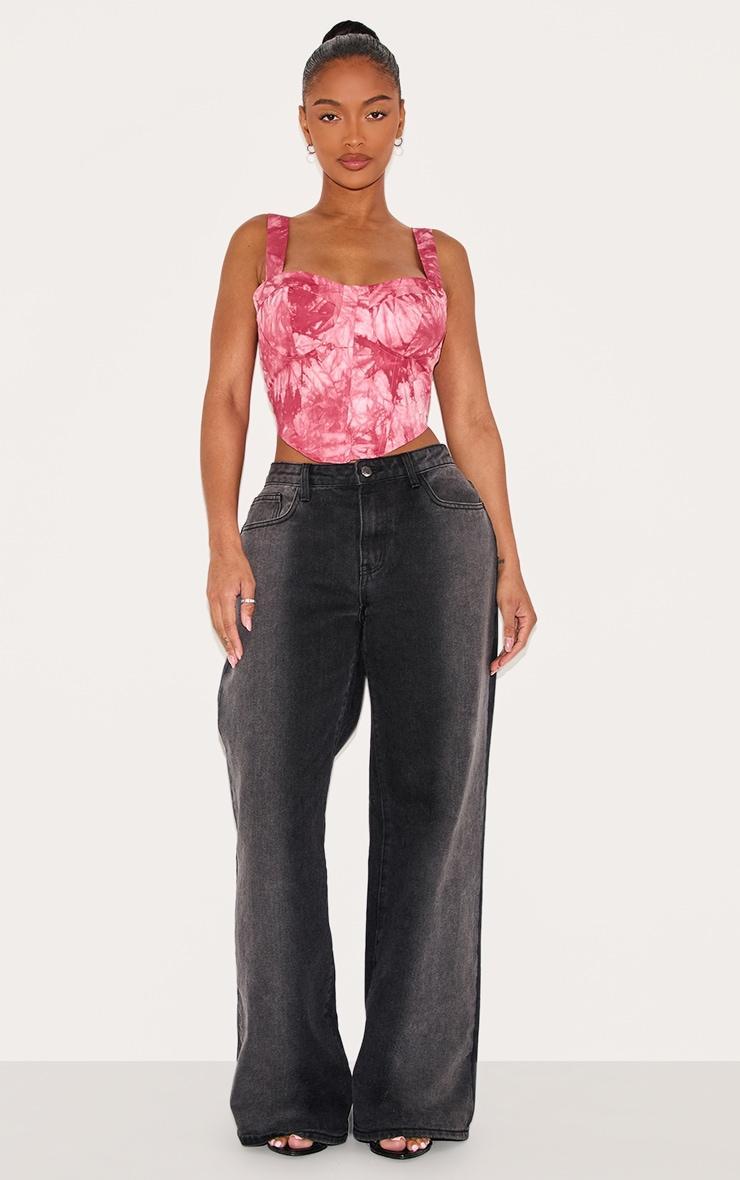 Shape Pink Tie Dye Woven Corset Crop Top Product Image