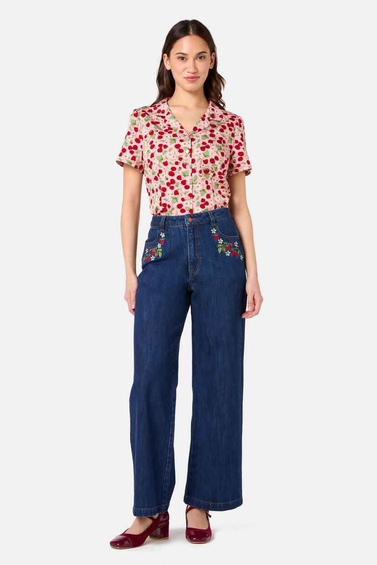 Raspberry Short Sleeve Blouse Product Image