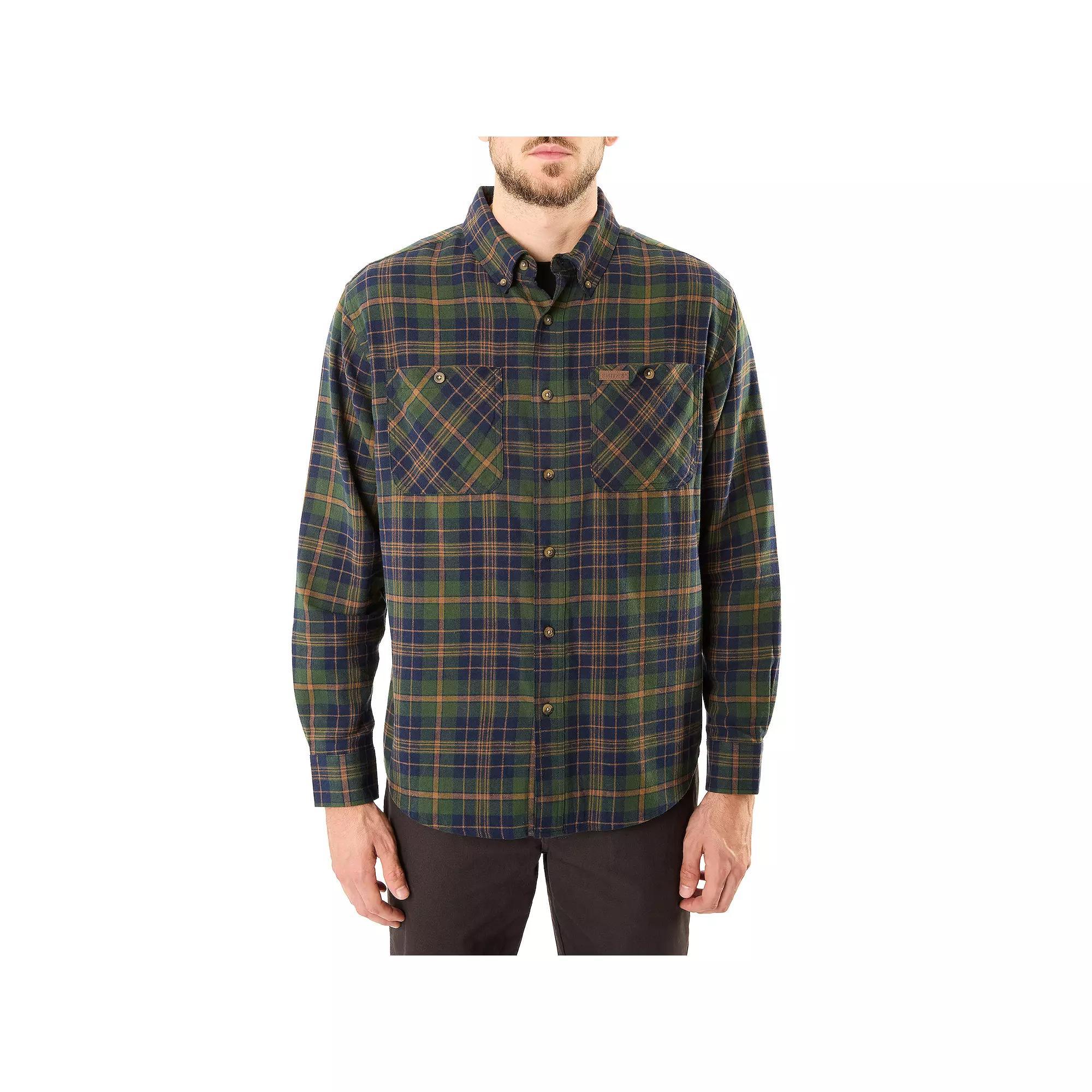 Men's Smith's Workwear Regular-Fit Two-Pocket Flannel Button-Down Shirt, Size: XXL, Blue Hunter Product Image