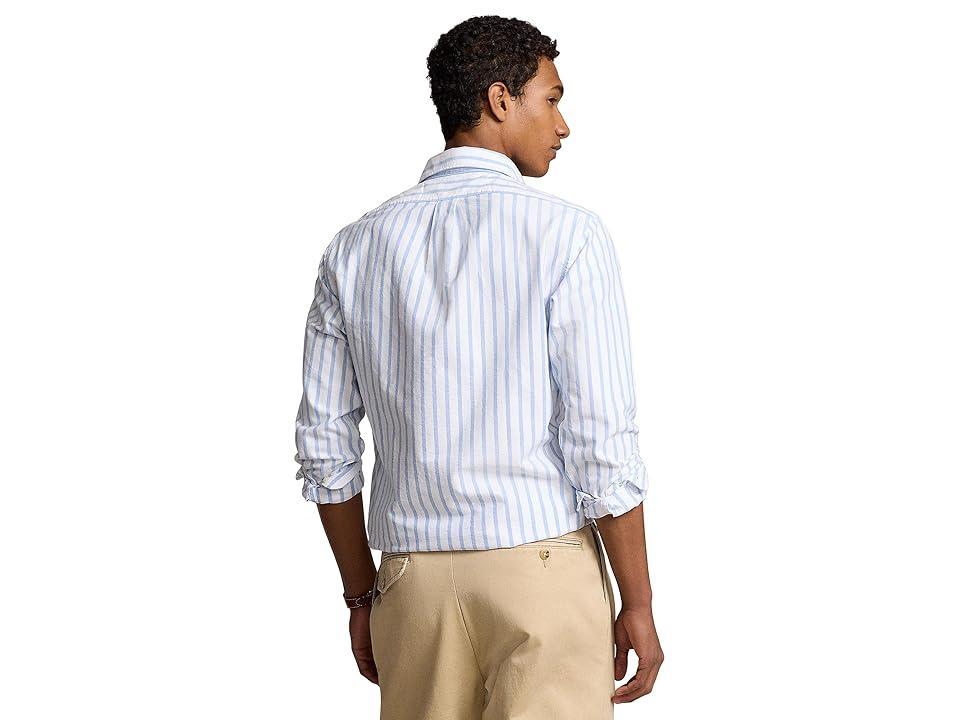 Polo Ralph Lauren Classic Fit Striped Oxford Shirt Blue) Men's Clothing Product Image